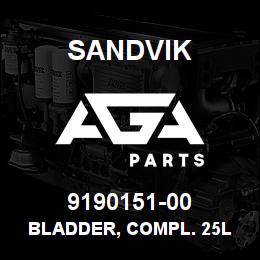 9190151-00 Sandvik BLADDER, COMPL. 25L 16435 | AGA Parts