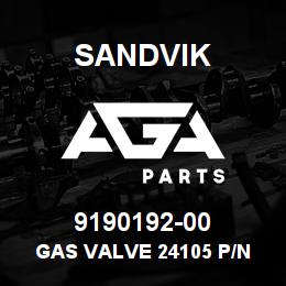 9190192-00 Sandvik GAS VALVE 24105 P/N 703260 | AGA Parts