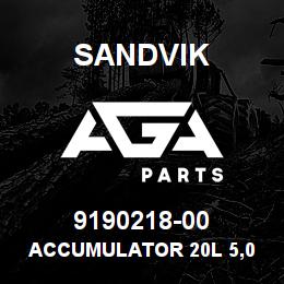 9190218-00 Sandvik ACCUMULATOR 20L 5,0 MPA *CHARGED* RB | AGA Parts