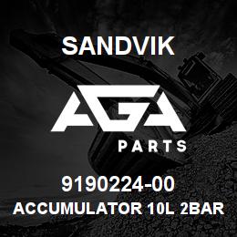 9190224-00 Sandvik ACCUMULATOR 10L 2BAR UNCHARGED KIT | AGA Parts
