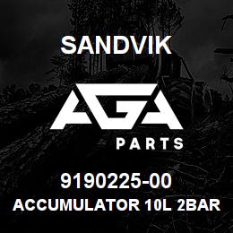 9190225-00 Sandvik ACCUMULATOR 10L 2BAR UNCHARGED KIT | AGA Parts