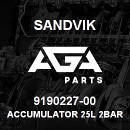 9190227-00 Sandvik ACCUMULATOR 25L 2BAR UNCHARGED KIT | AGA Parts