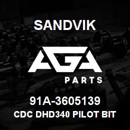 91A-3605139 Sandvik CDC DHD340 PILOT BIT 139 TC | AGA Parts