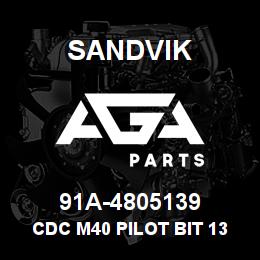 91A-4805139 Sandvik CDC M40 PILOT BIT 139 TC | AGA Parts