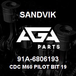 91A-6806193 Sandvik CDC M60 PILOT BIT 193 TC | AGA Parts