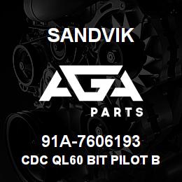 91A-7606193 Sandvik CDC QL60 BIT PILOT BIT 193 TC | AGA Parts
