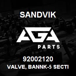 92002120 Sandvik VALVE, BANNK-5 SECTION | AGA Parts
