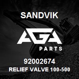 92002674 Sandvik RELIEF VALVE 100-5000 PSI | AGA Parts