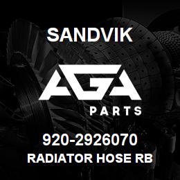 920-2926070 Sandvik RADIATOR HOSE RB | AGA Parts