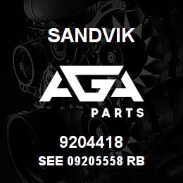 9204418 Sandvik SEE 09205558 RB | AGA Parts