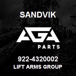 922-4320002 Sandvik LIFT ARMS GROUP | AGA Parts