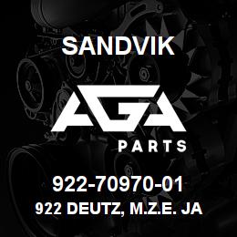 922-70970-01 Sandvik 922 DEUTZ, M.Z.E. JAPAN | AGA Parts