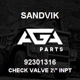 92301316 Sandvik CHECK VALVE 2" INPT | AGA Parts