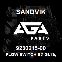 9230215-00 Sandvik FLOW SWITCH S2-GL25, 28-56 L/M | AGA Parts