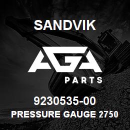 9230535-00 Sandvik PRESSURE GAUGE 2750 D63 0-0,6 BAR | AGA Parts