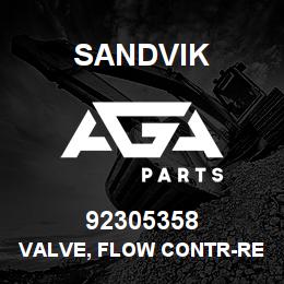 92305358 Sandvik VALVE, FLOW CONTR-REPLACE W/224608RB | AGA Parts