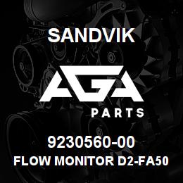 9230560-00 Sandvik FLOW MONITOR D2-FA50Z 160-320L/M | AGA Parts