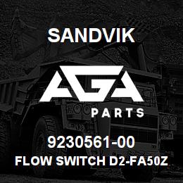 9230561-00 Sandvik FLOW SWITCH D2-FA50Z-120-240L/MIN | AGA Parts