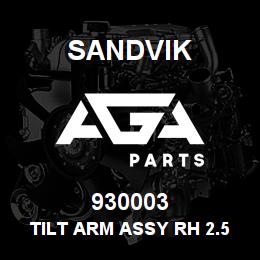 930003 Sandvik TILT ARM ASSY RH 2.57M (BOM) | AGA Parts