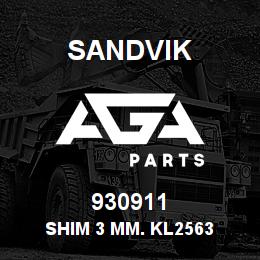930911 Sandvik SHIM 3 MM. KL2563 | AGA Parts