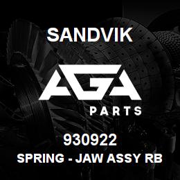 930922 Sandvik SPRING - JAW ASSY RB | AGA Parts