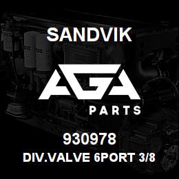 930978 Sandvik DIV.VALVE 6PORT 3/8 IN. BSP | AGA Parts