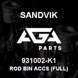 931002-K1 Sandvik ROD BIN ACCS (FULL) | AGA Parts