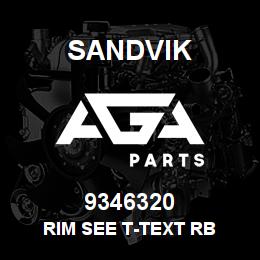 9346320 Sandvik RIM see t-text RB | AGA Parts