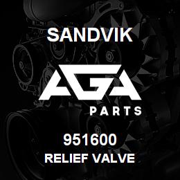 951600 Sandvik RELIEF VALVE | AGA Parts
