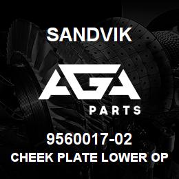 9560017-02 Sandvik CHEEK PLATE LOWER OP | AGA Parts