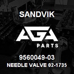 9560049-03 Sandvik NEEDLE VALVE 02-173506 | AGA Parts