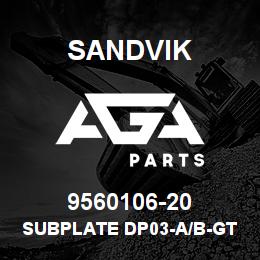 9560106-20 Sandvik SUBPLATE DP03-A/B-GT-AL 400-28-051 | AGA Parts