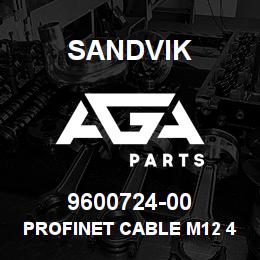 9600724-00 Sandvik PROFINET CABLE M12 4PM M12 4PF 25M | AGA Parts