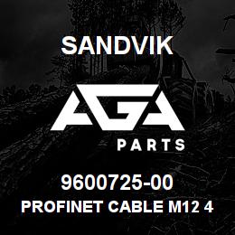 9600725-00 Sandvik PROFINET CABLE M12 4PM M12 4PF | AGA Parts