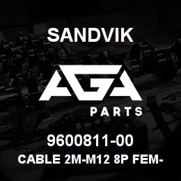 9600811-00 Sandvik CABLE 2M-M12 8P FEM-M12 8P MALE | AGA Parts
