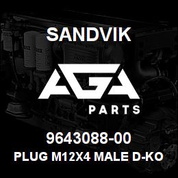 9643088-00 Sandvik PLUG M12X4 MALE D-KOD | AGA Parts