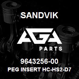 9643256-00 Sandvik PEG INSERT HC-HS2-D7-ESTS | AGA Parts