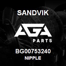 BG00753240 Sandvik NIPPLE | AGA Parts