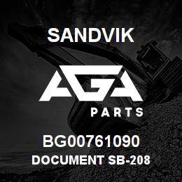BG00761090 Sandvik DOCUMENT SB-208 | AGA Parts