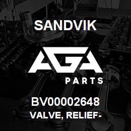 BV00002648 Sandvik VALVE, RELIEF- | AGA Parts