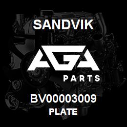 BV00003009 Sandvik PLATE | AGA Parts