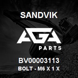 BV00003113 Sandvik BOLT - M6 X 1 X | AGA Parts