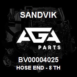 BV00004025 Sandvik HOSE END - 8 TH | AGA Parts