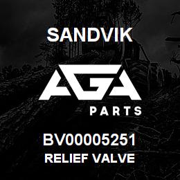 BV00005251 Sandvik RELIEF VALVE | AGA Parts