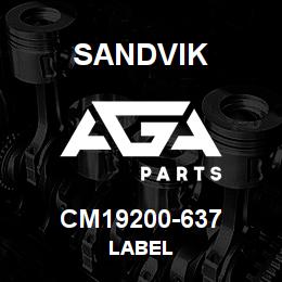 CM19200-637 Sandvik LABEL | AGA Parts