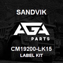 CM19200-LK15 Sandvik LABEL KIT | AGA Parts