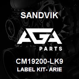 CM19200-LK9 Sandvik LABEL KIT- ARIE | AGA Parts