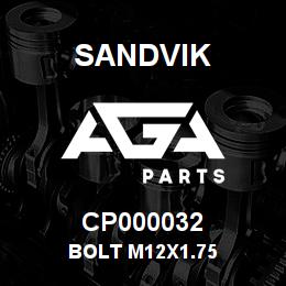 CP000032 Sandvik BOLT M12X1.75 | AGA Parts