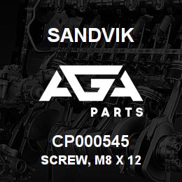 CP000545 Sandvik SCREW, M8 X 12 | AGA Parts