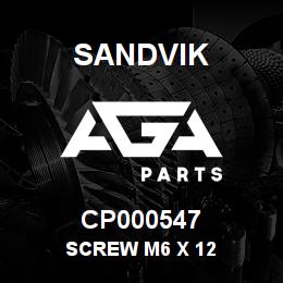 CP000547 Sandvik SCREW M6 X 12 | AGA Parts